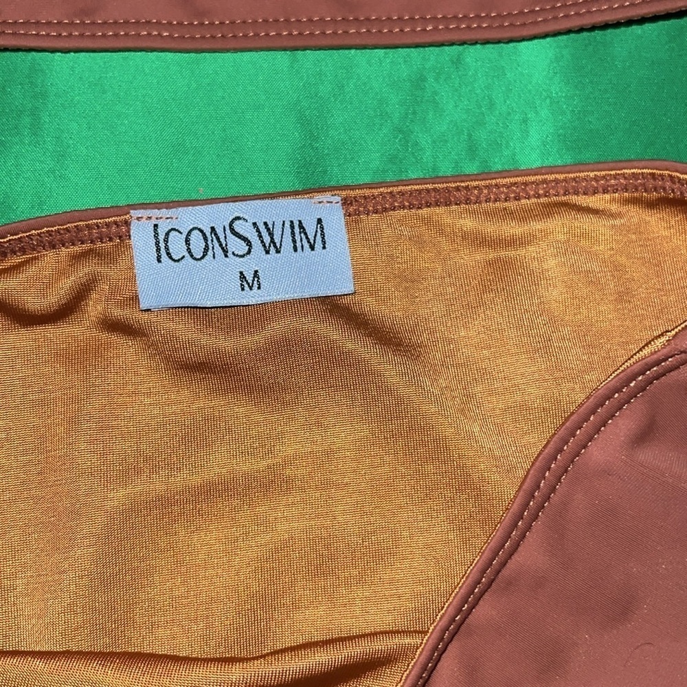 Icon Swim Brown Bikini Set with Black Straps size Medium - Picture 3 of 6